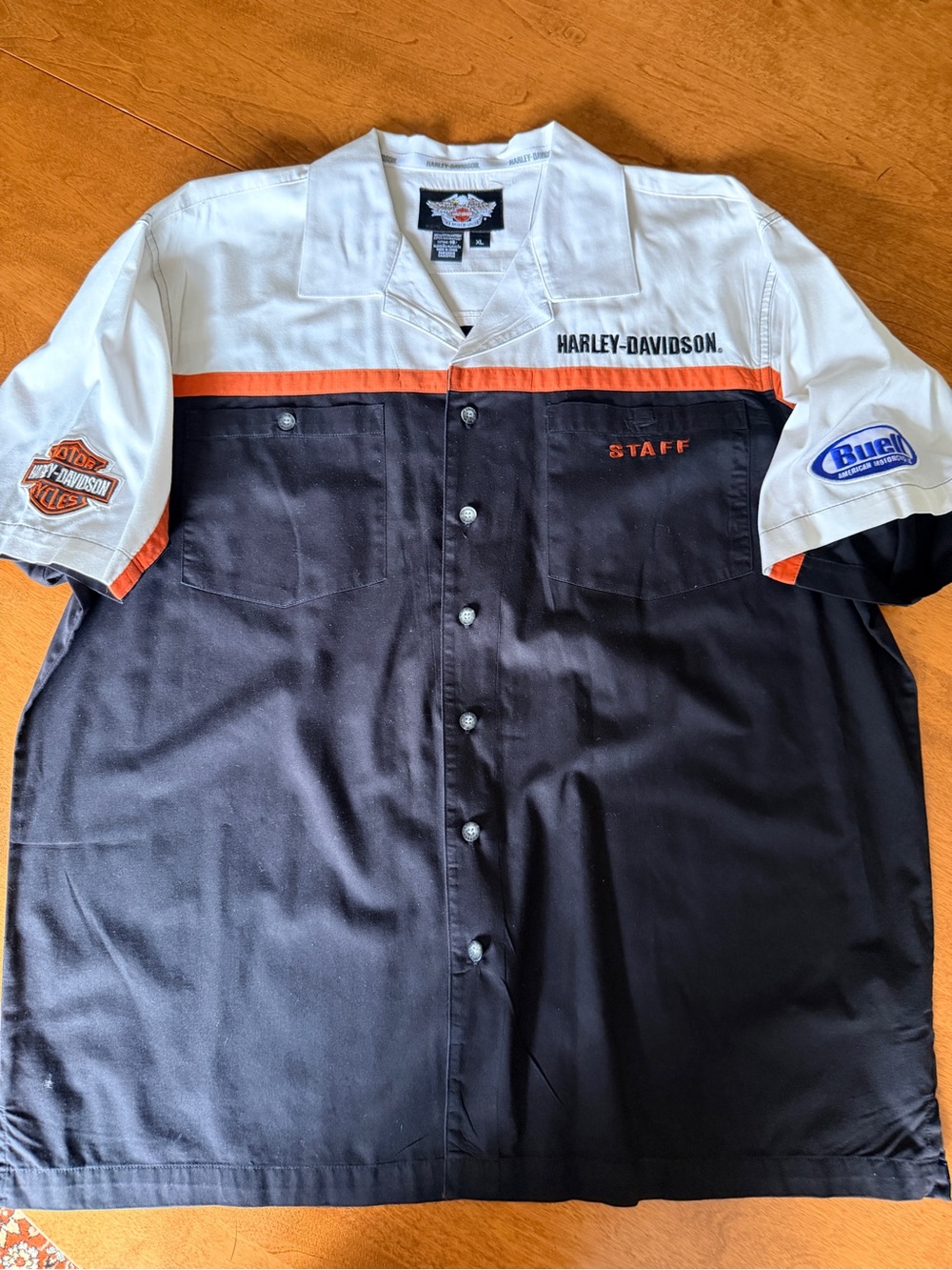 Buell Harley Davidson Motorcycles Staff Shirt, Short Sleeve, Men’s XL